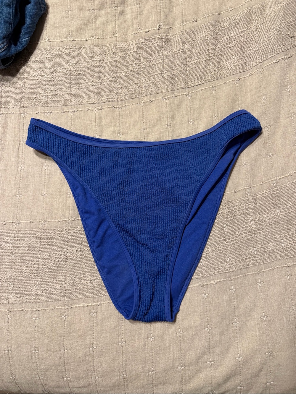 Abercrombie & Fitch Textured Cobalt Blue Bikini Bottom